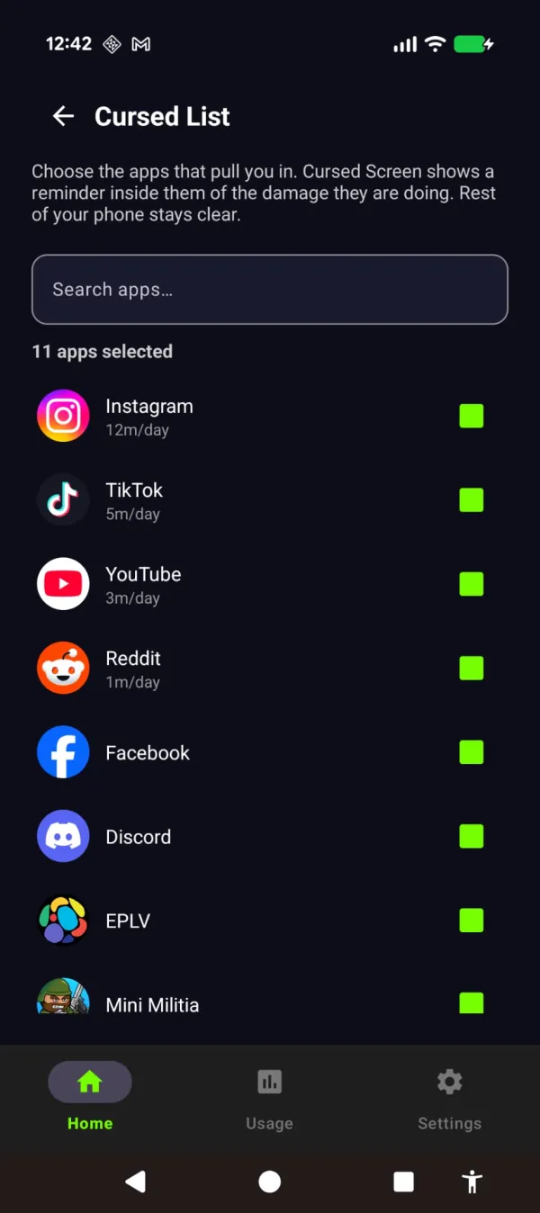 Arise app selector, choosing your life-stealing apps